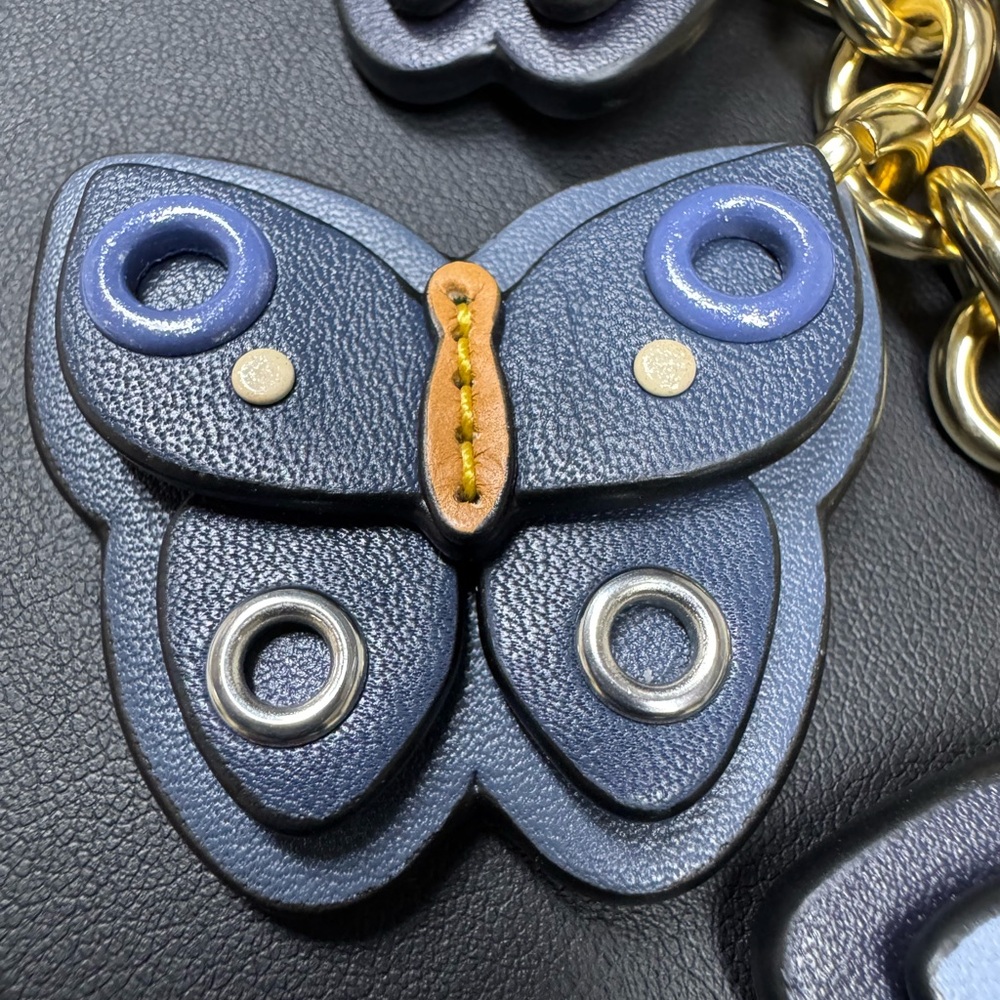 Coach $150 NWT Butterfly Cluster Bag Purse Charm C8224 Gold/Denim Multi - Picture 4 of 8